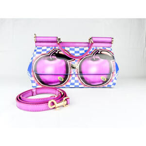 Dolce & Gabbana Sicily Medium Cherry Pop Art Leather Bag NWT + Strap Rare